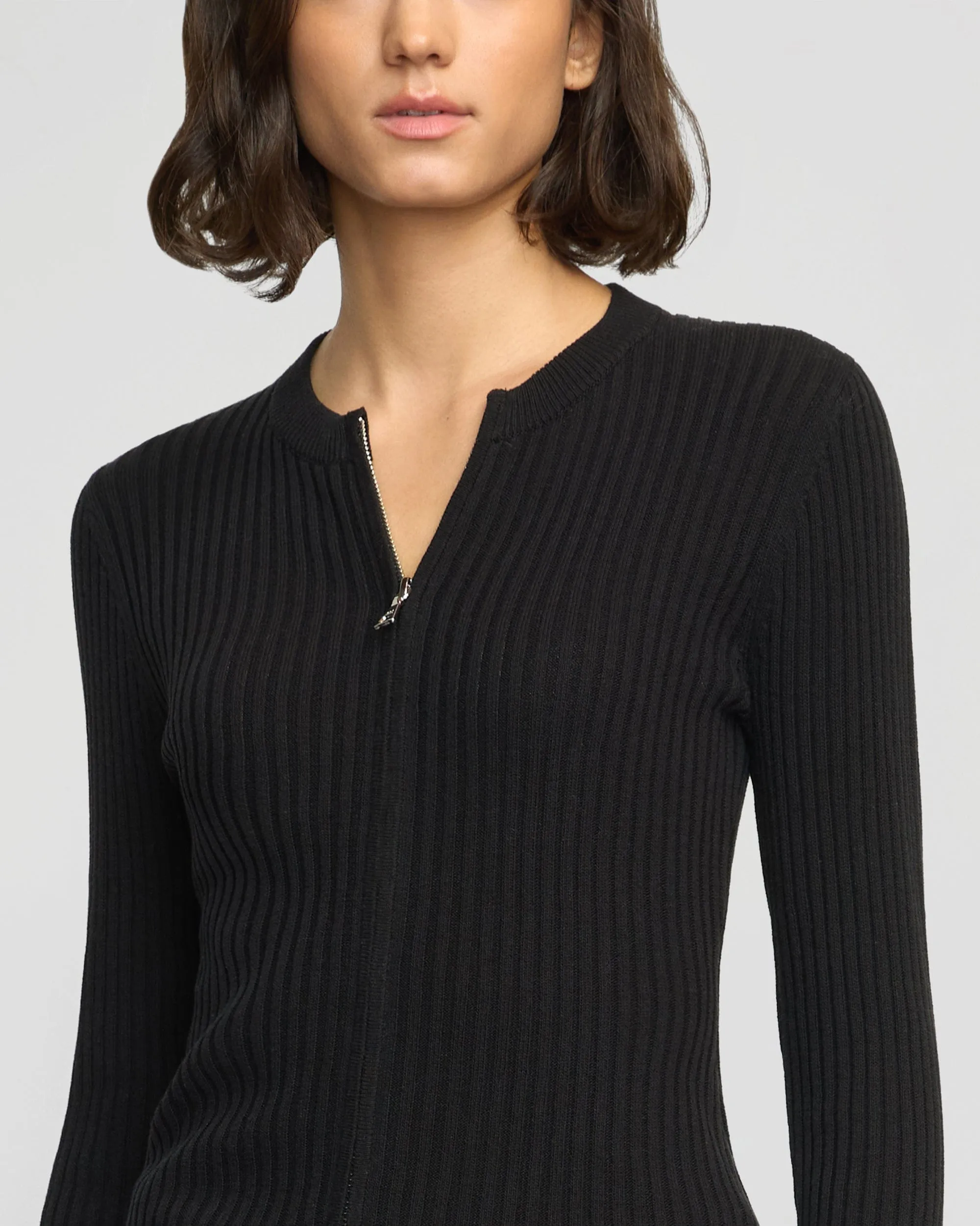 Kayla Ribbed Two-Way Zip Sweater