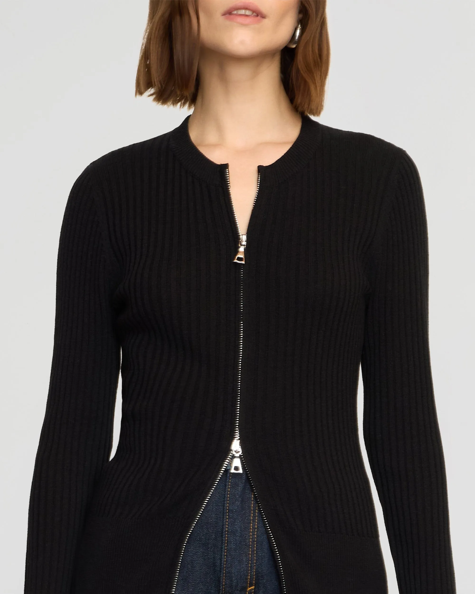 Kayla Ribbed Two-Way Zip Sweater