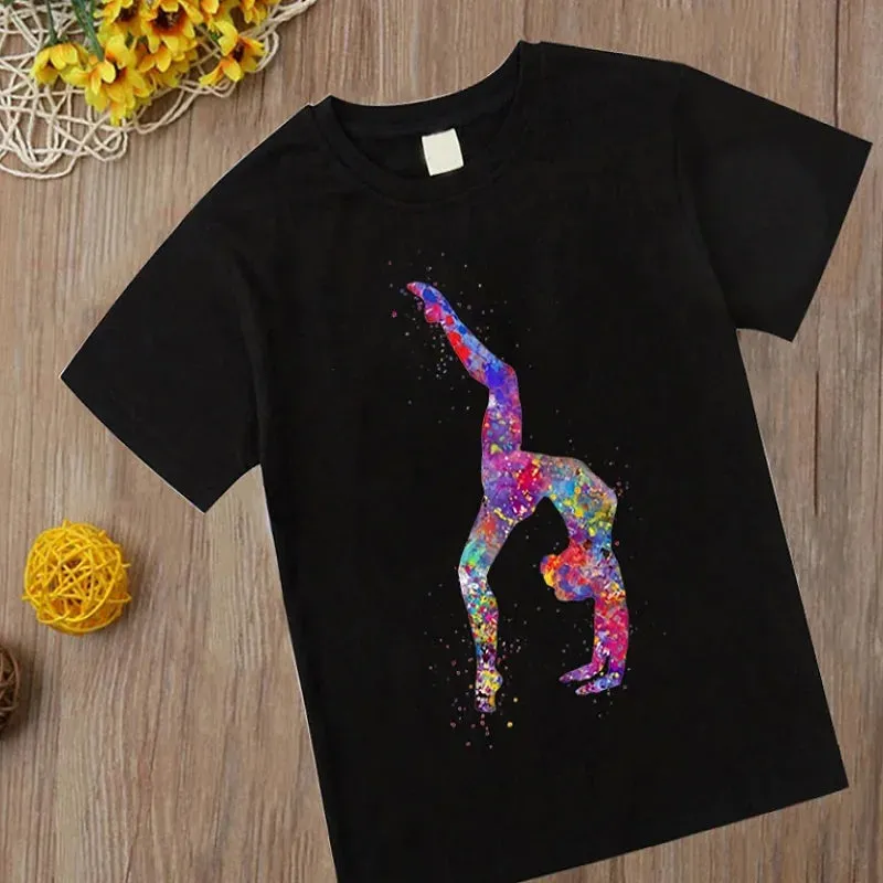 Kids' Watercolor Gymnastics Girl T-Shirt