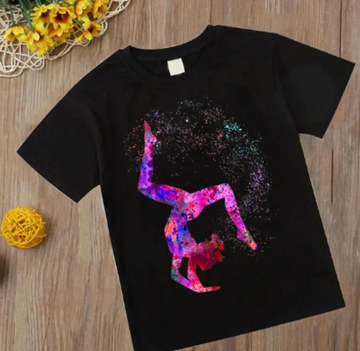 Kids' Watercolor Gymnastics Girl T-Shirt