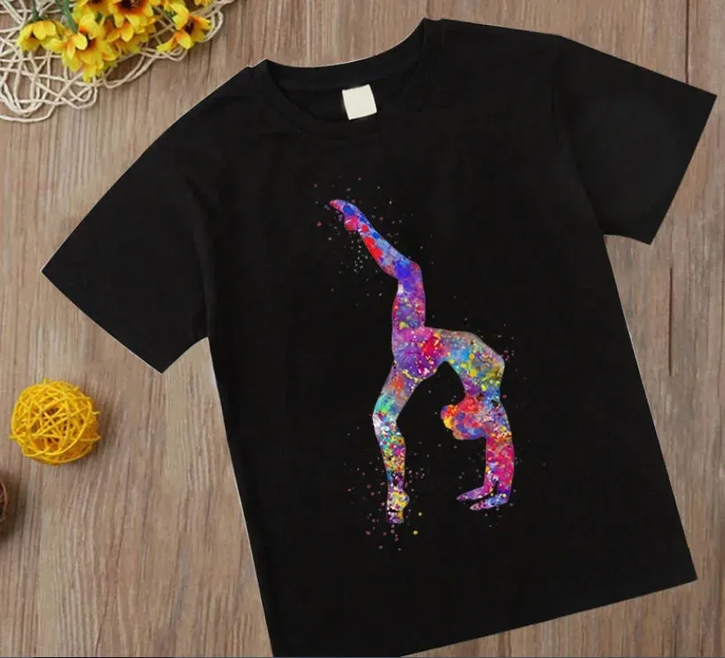 Kids' Watercolor Gymnastics Girl T-Shirt