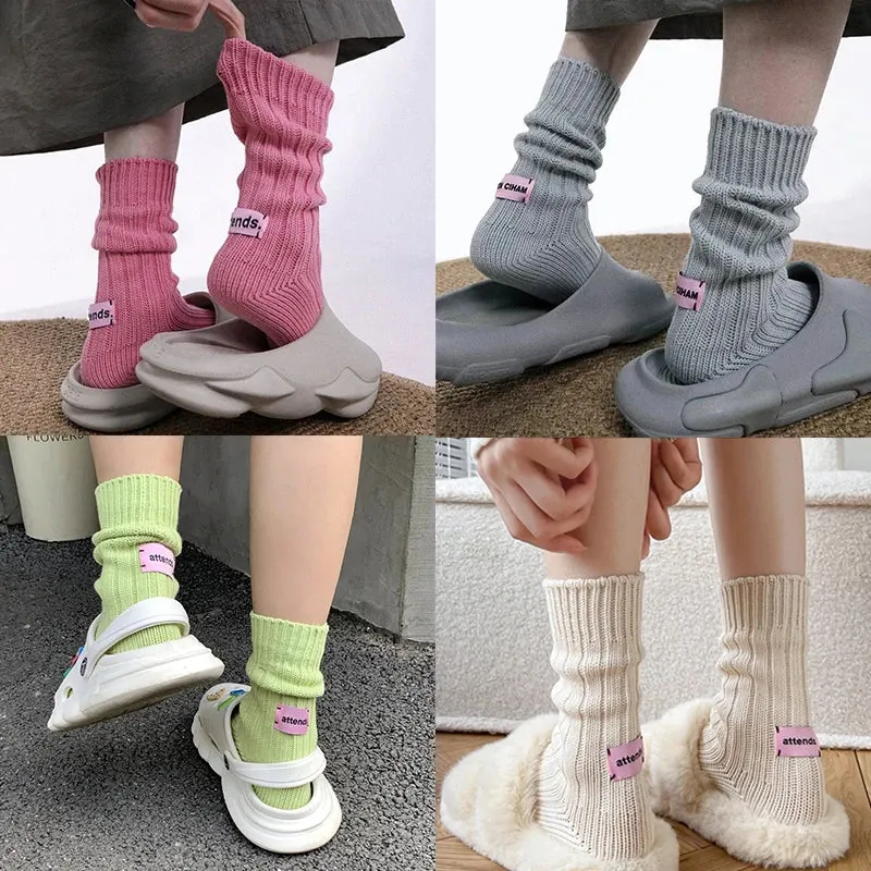 Korean Knitted Middle Tube Cotton Socks