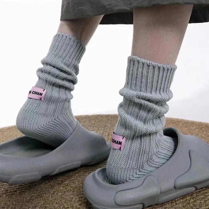 Korean Knitted Middle Tube Cotton Socks