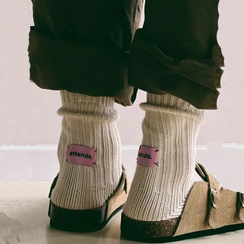 Korean Knitted Middle Tube Cotton Socks