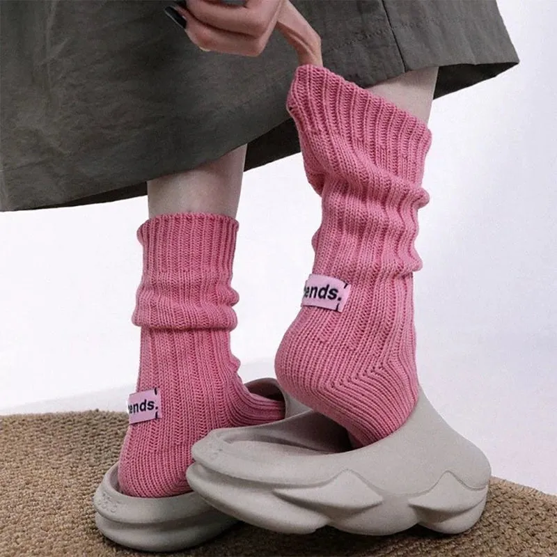 Korean Knitted Middle Tube Cotton Socks