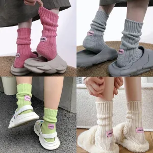 Korean Knitted Middle Tube Cotton Socks