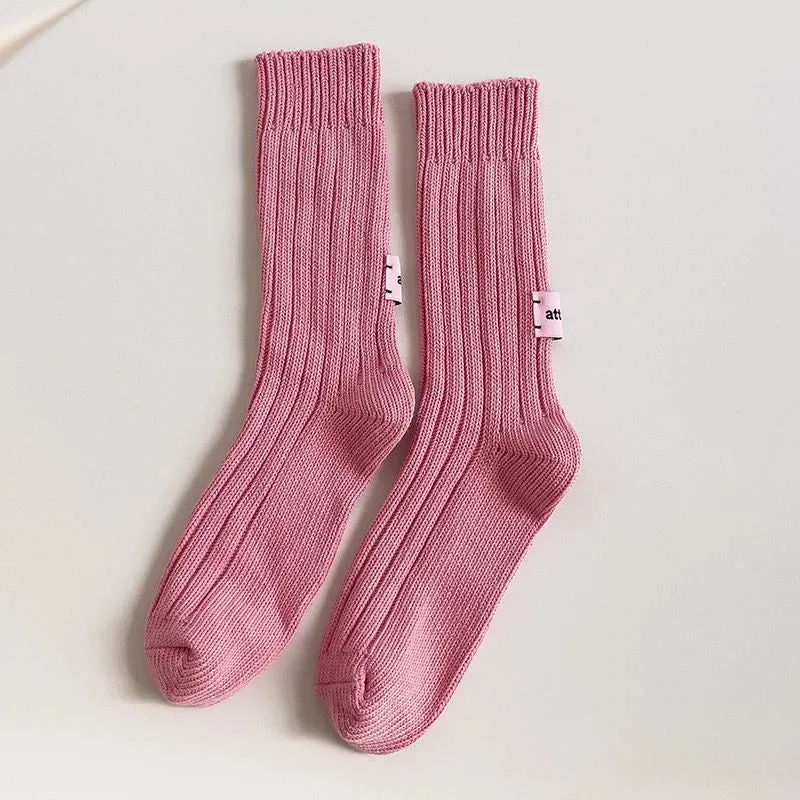 Korean Knitted Middle Tube Cotton Socks