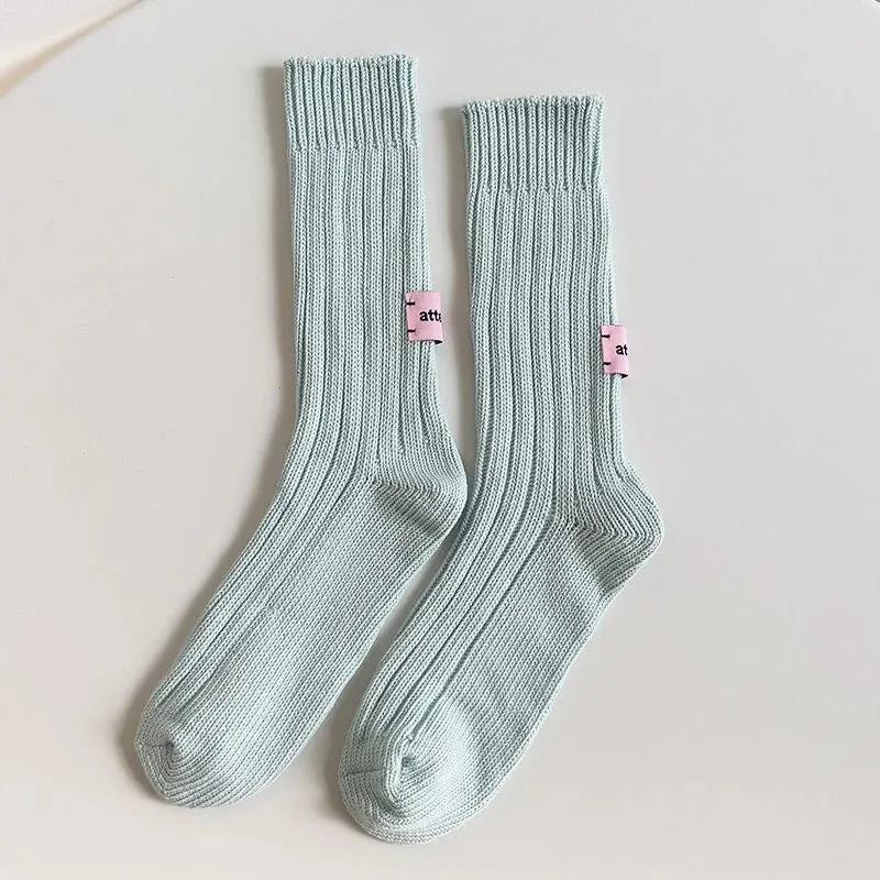 Korean Knitted Middle Tube Cotton Socks