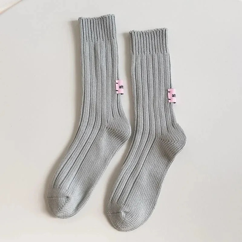 Korean Knitted Middle Tube Cotton Socks