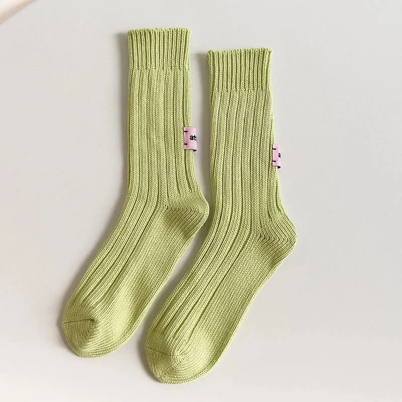 Korean Knitted Middle Tube Cotton Socks