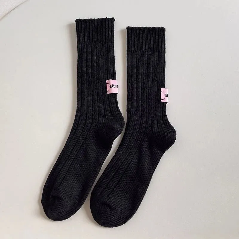 Korean Knitted Middle Tube Cotton Socks