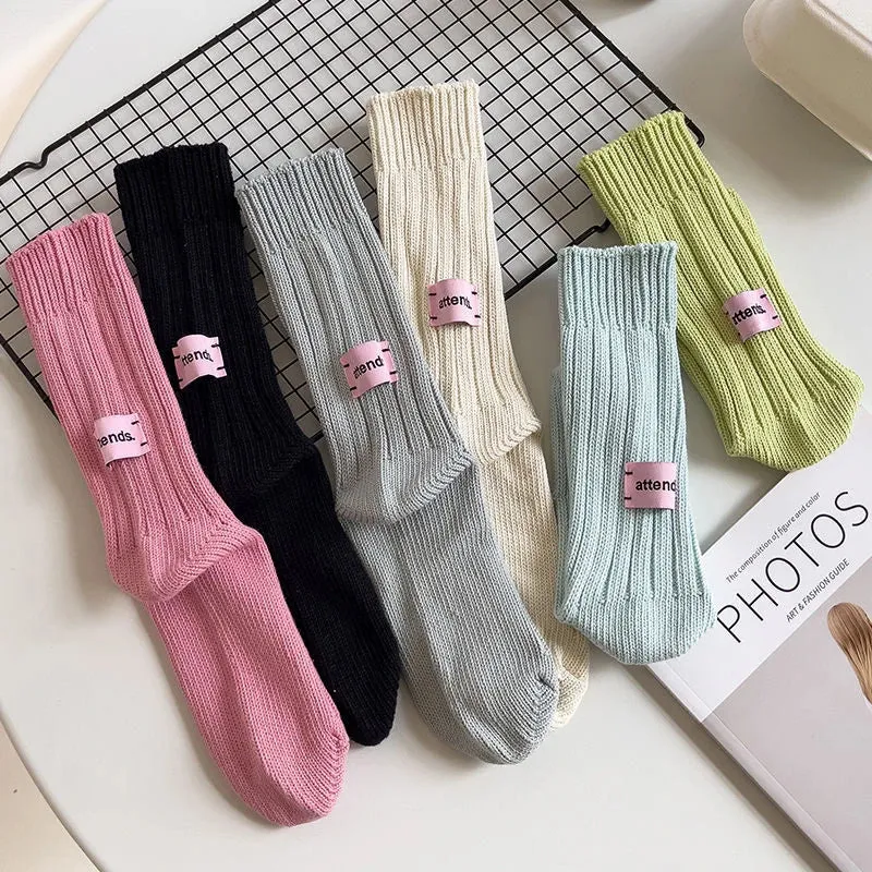 Korean Knitted Middle Tube Cotton Socks