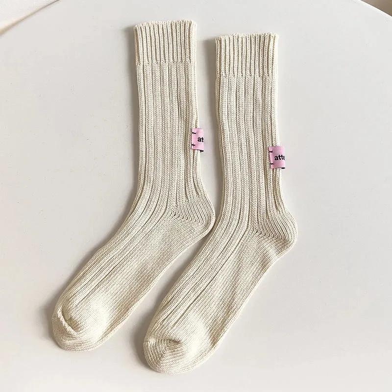 Korean Knitted Middle Tube Cotton Socks