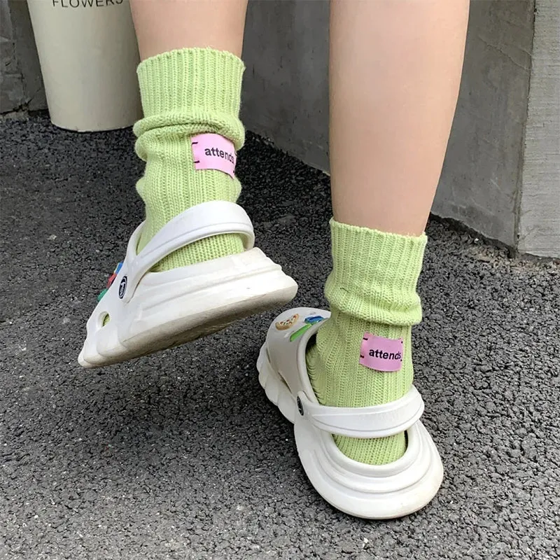 Korean Knitted Middle Tube Cotton Socks