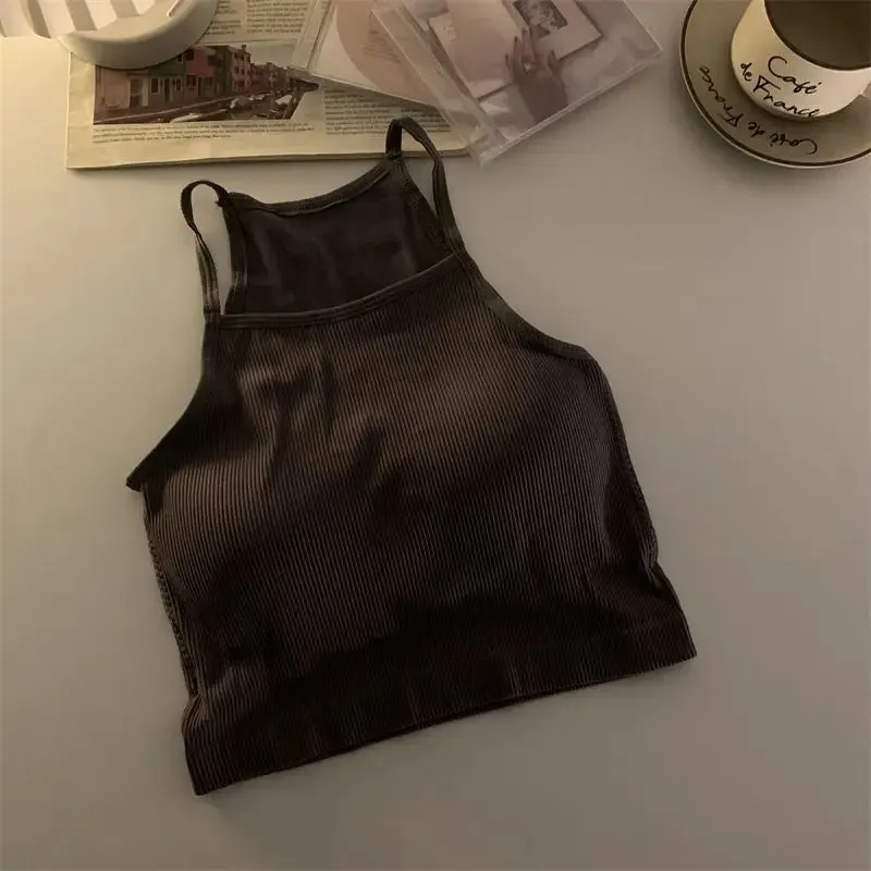 Korean Version Women Tank Tops with Chest Pad
