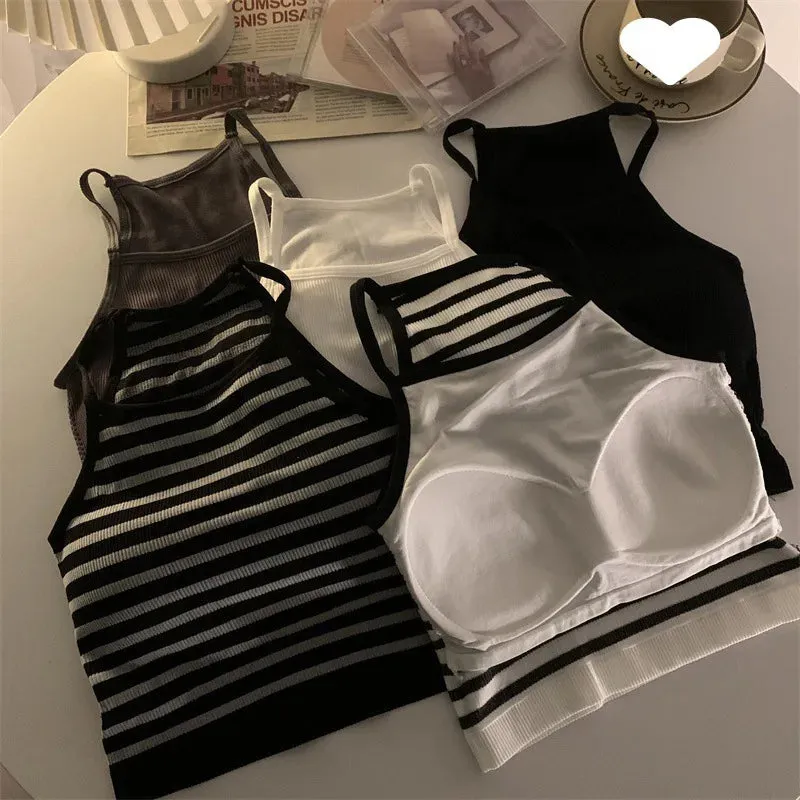 Korean Version Women Tank Tops with Chest Pad