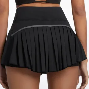 Ladies' 2-in-1 Pleated Sports Shorts with Pockets - Fast Dry, Breathable, Stylish Skorts