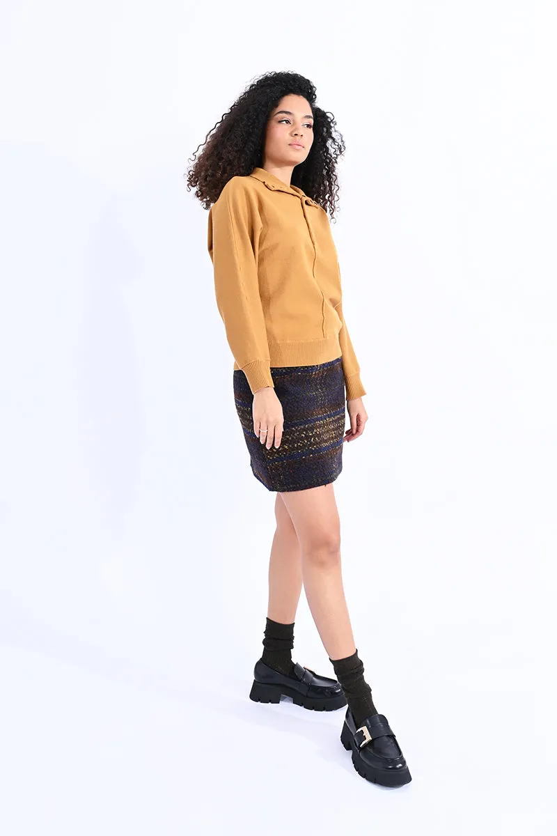 Ladies High Neck Buttoned Sweater
