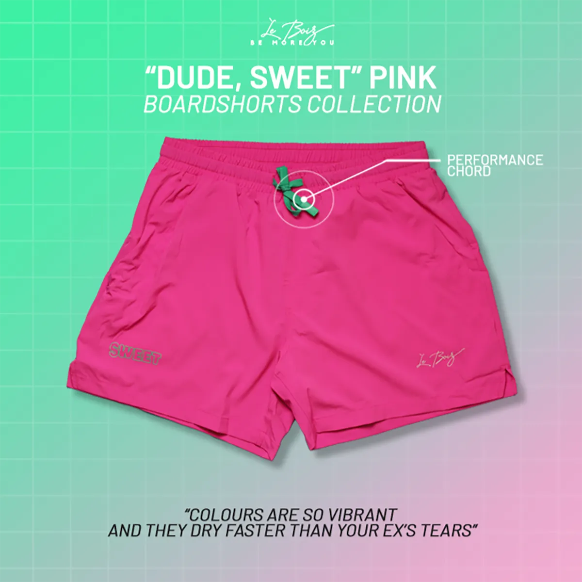 Le Boiz - Dude, Sweet - Pink Boardshorts