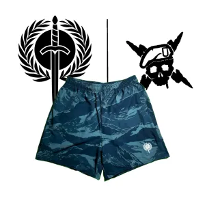 Legion Crest Black Tiger Stripe Shorts