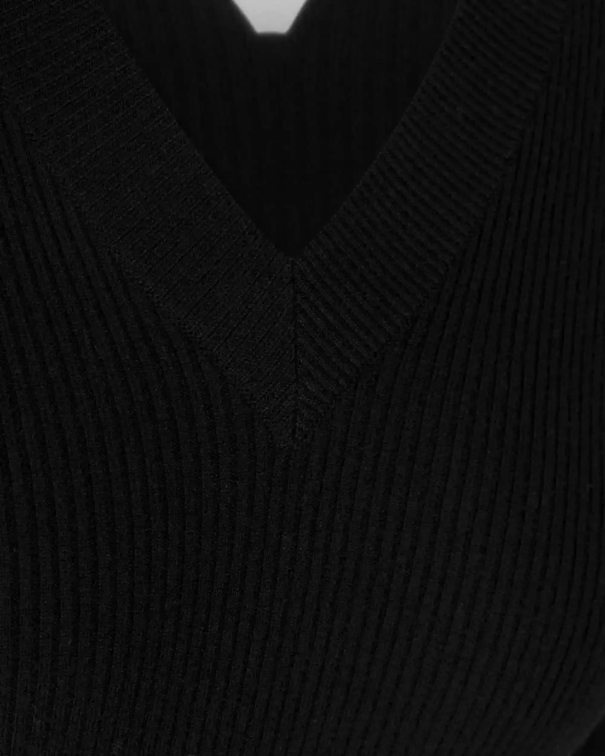Lightweight Wool Ribbed V-Neck Sweater