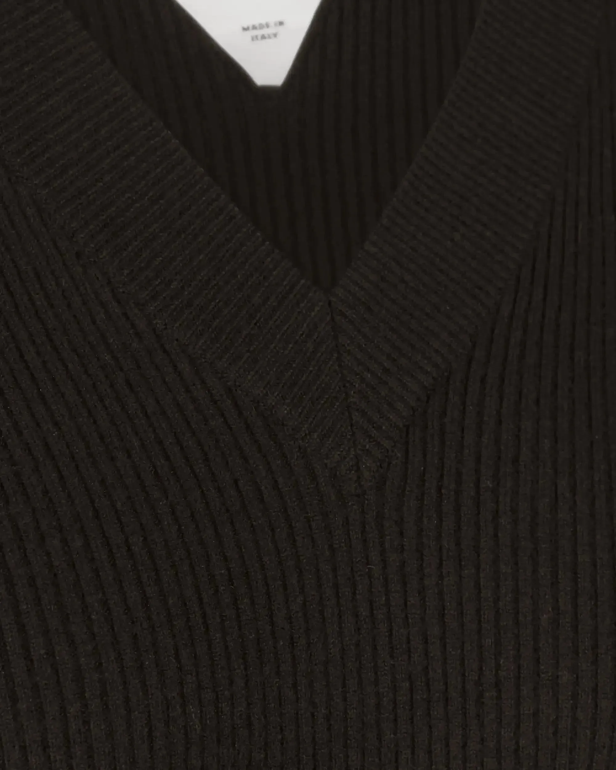Lightweight Wool Ribbed V-Neck Sweater