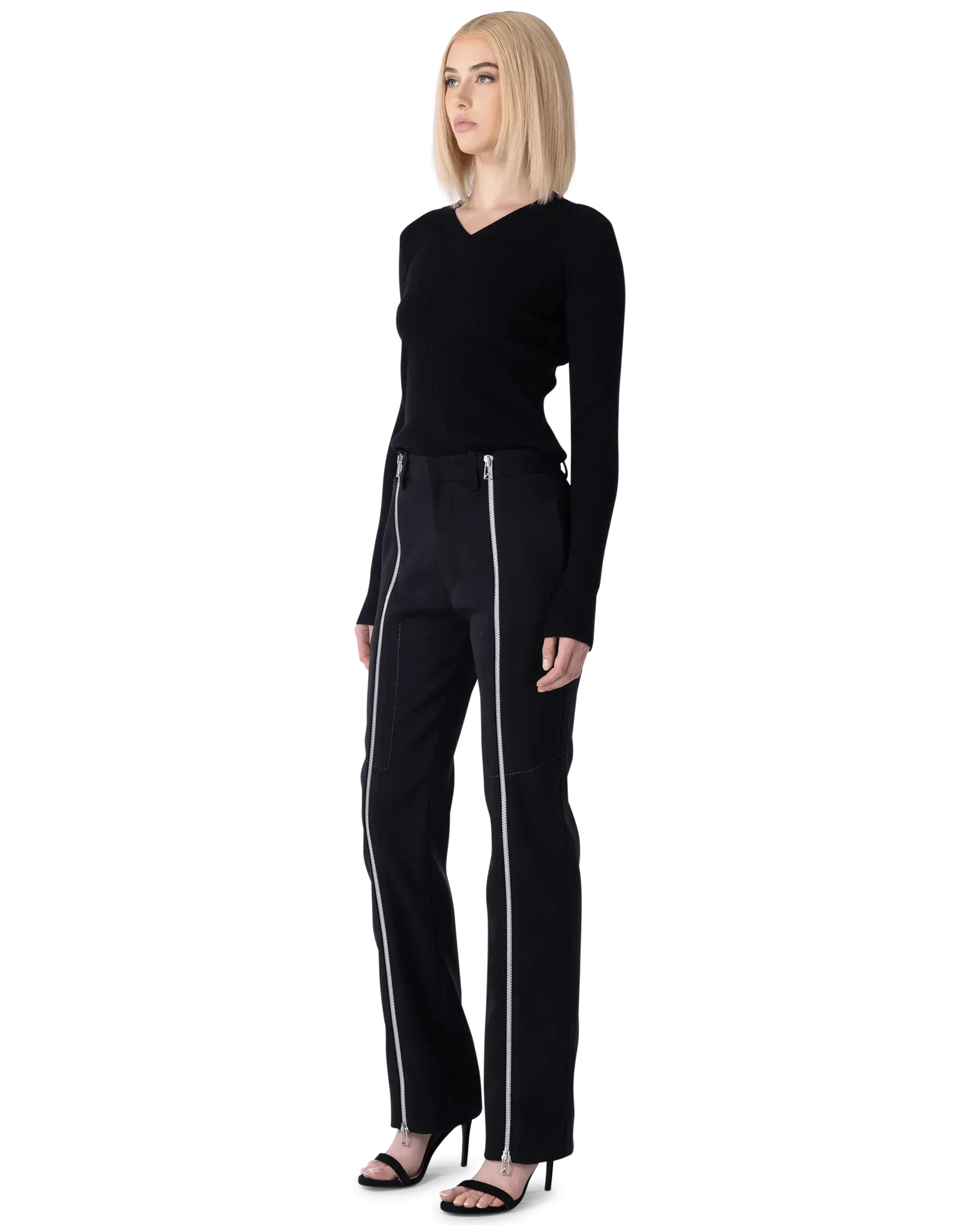 Lightweight Wool Ribbed V-Neck Sweater