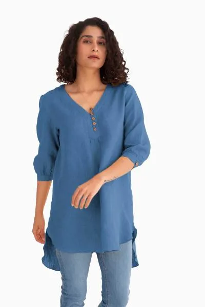 Linen Primrose Top-Brown Bean