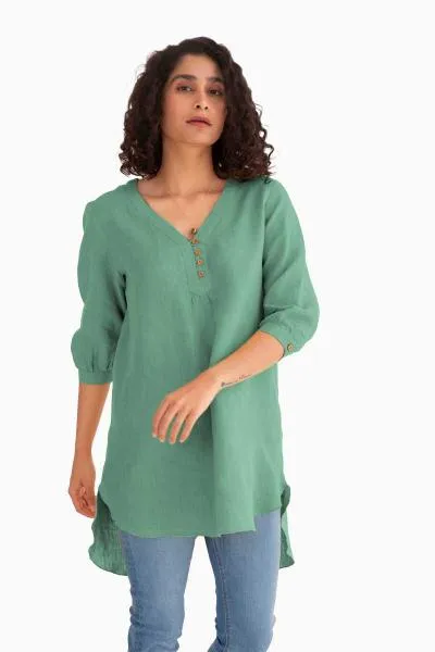 Linen Primrose Top-Brown Bean