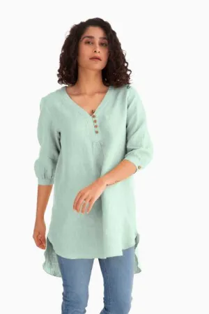 Linen Primrose Top-Sage Green