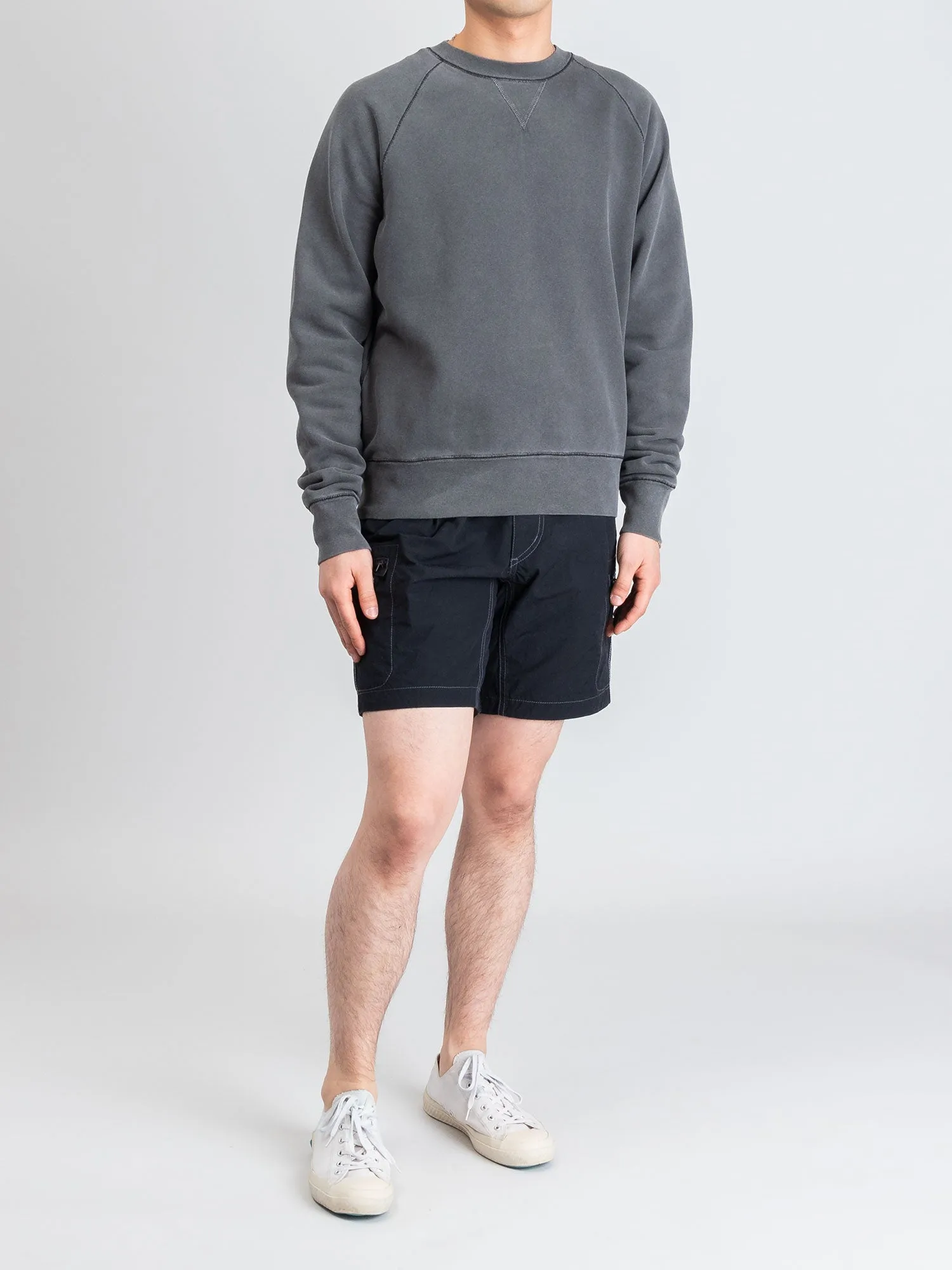 Loose Stitch Crewneck Sweater in Washed Black