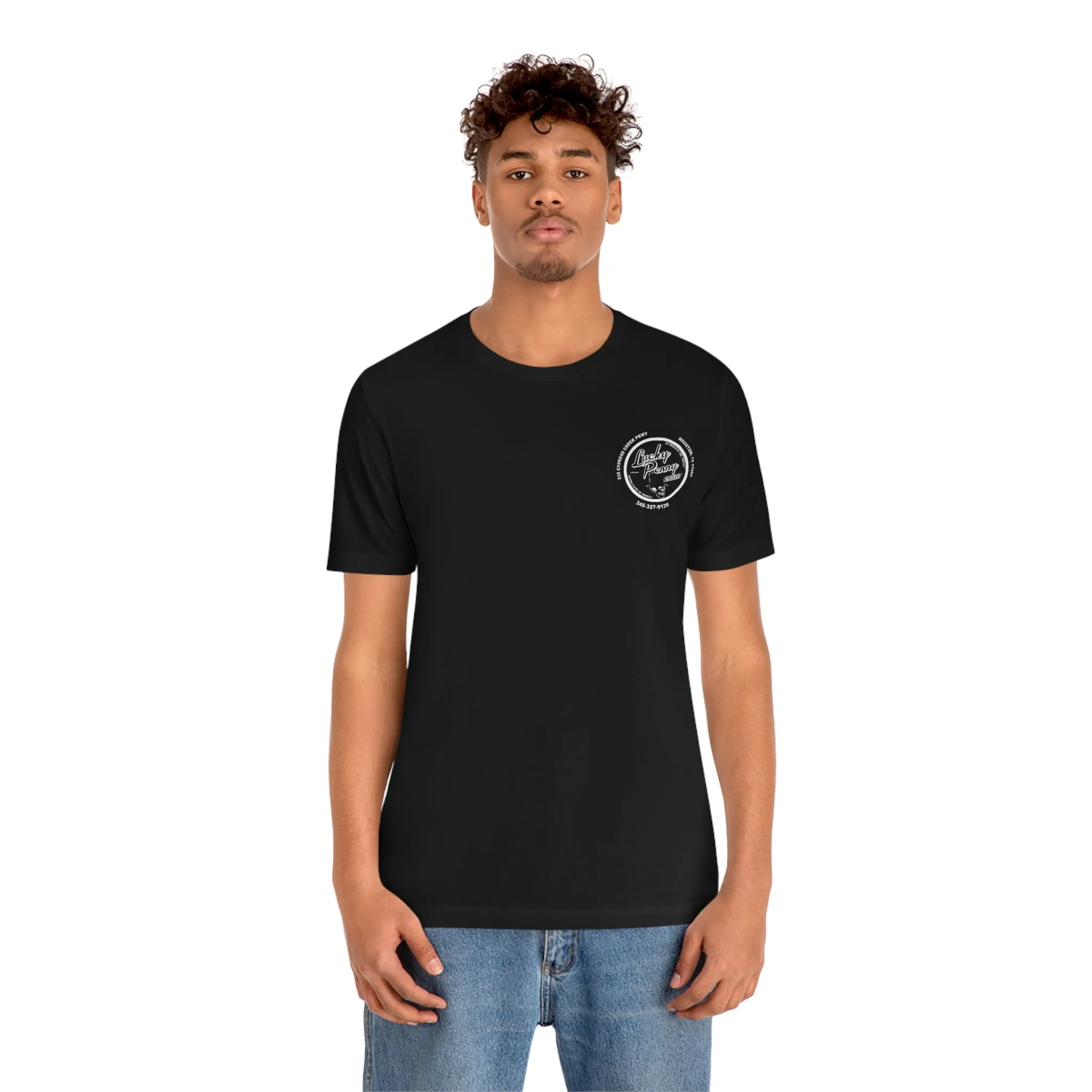 Lucky Penny Cycles Houston Skyline Reverse T-Shirt