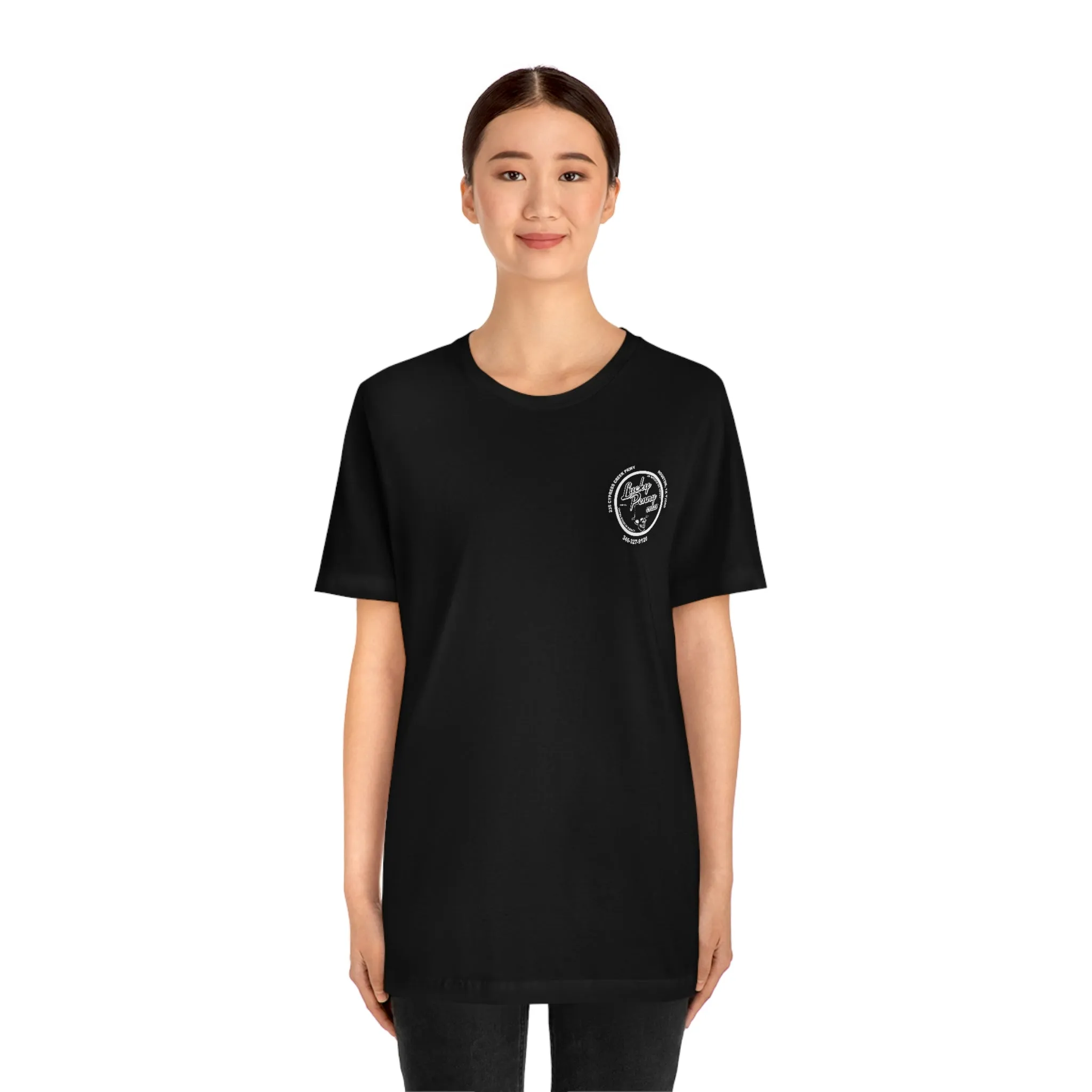 Lucky Penny Cycles Houston Skyline Reverse T-Shirt