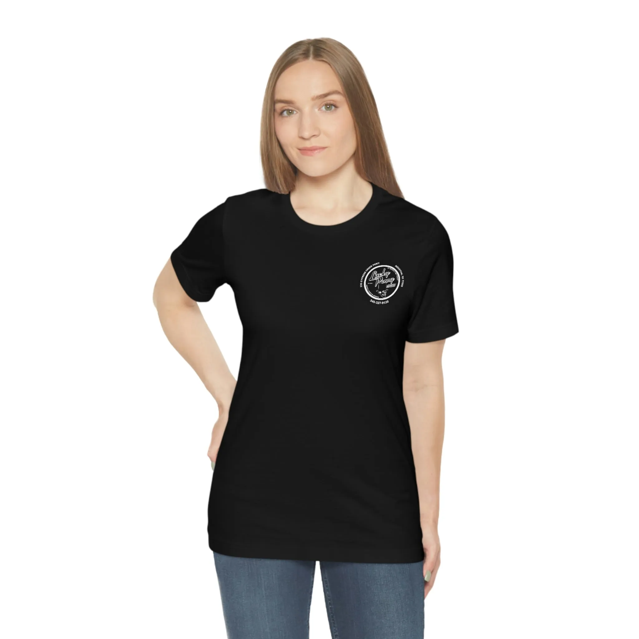 Lucky Penny Cycles Houston Skyline Reverse T-Shirt