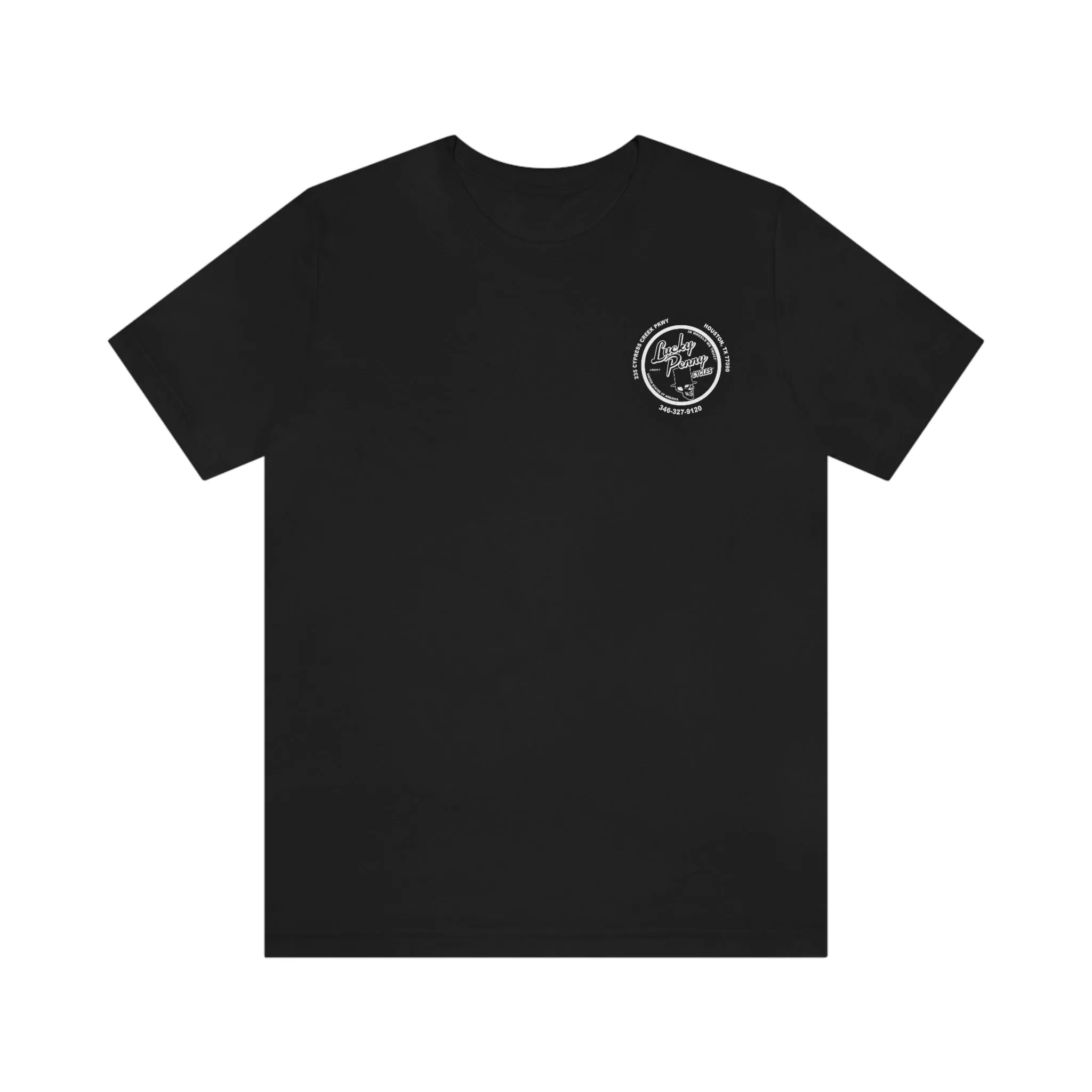 Lucky Penny Cycles Houston Skyline Reverse T-Shirt