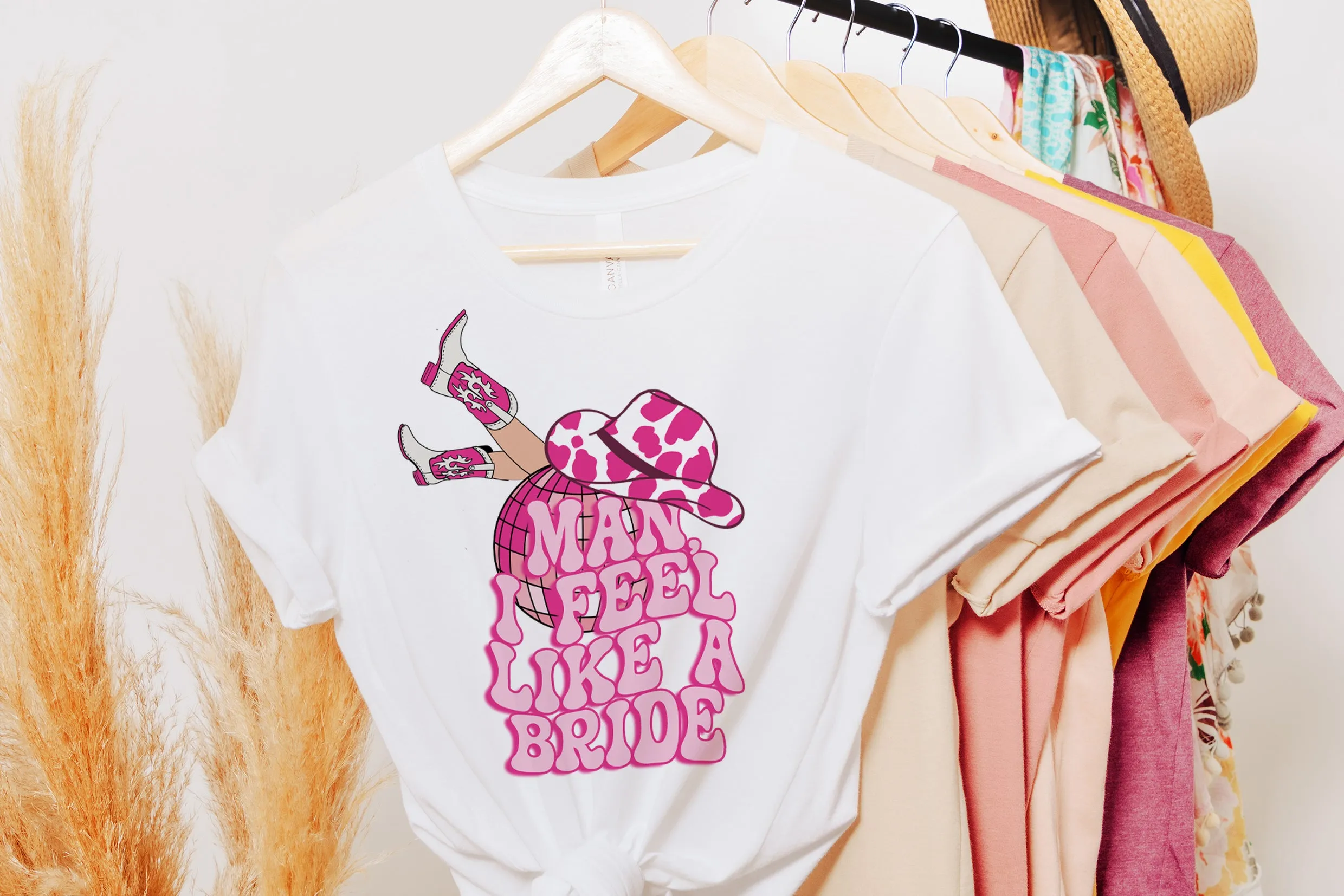 Man I Feel Like a Bride Hen Party TShirt - Oversized Batchellorette Cowboy Themed Shirts