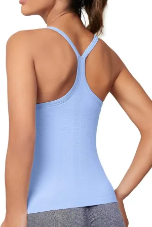 MathCat Workout Tank Tops for Women with Built in Bra, Sleeveless Gym Tops Seamless Racerback Athletic Yoga Shirts