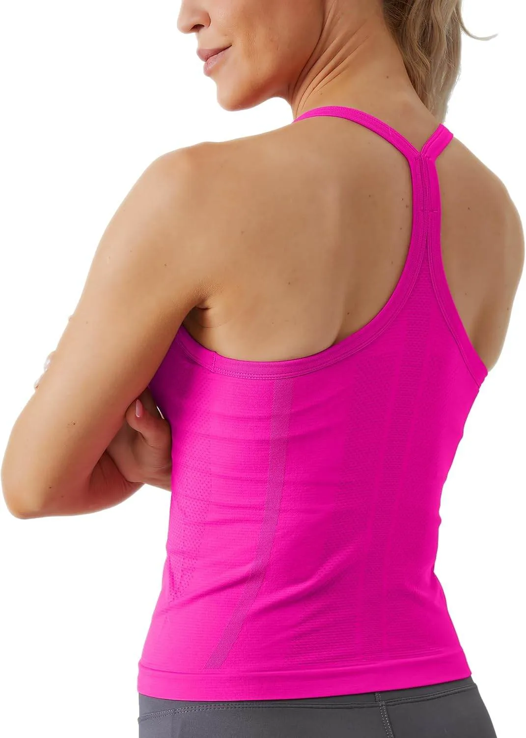 MathCat Workout Tank Tops for Women with Built in Bra, Sleeveless Gym Tops Seamless Racerback Athletic Yoga Shirts