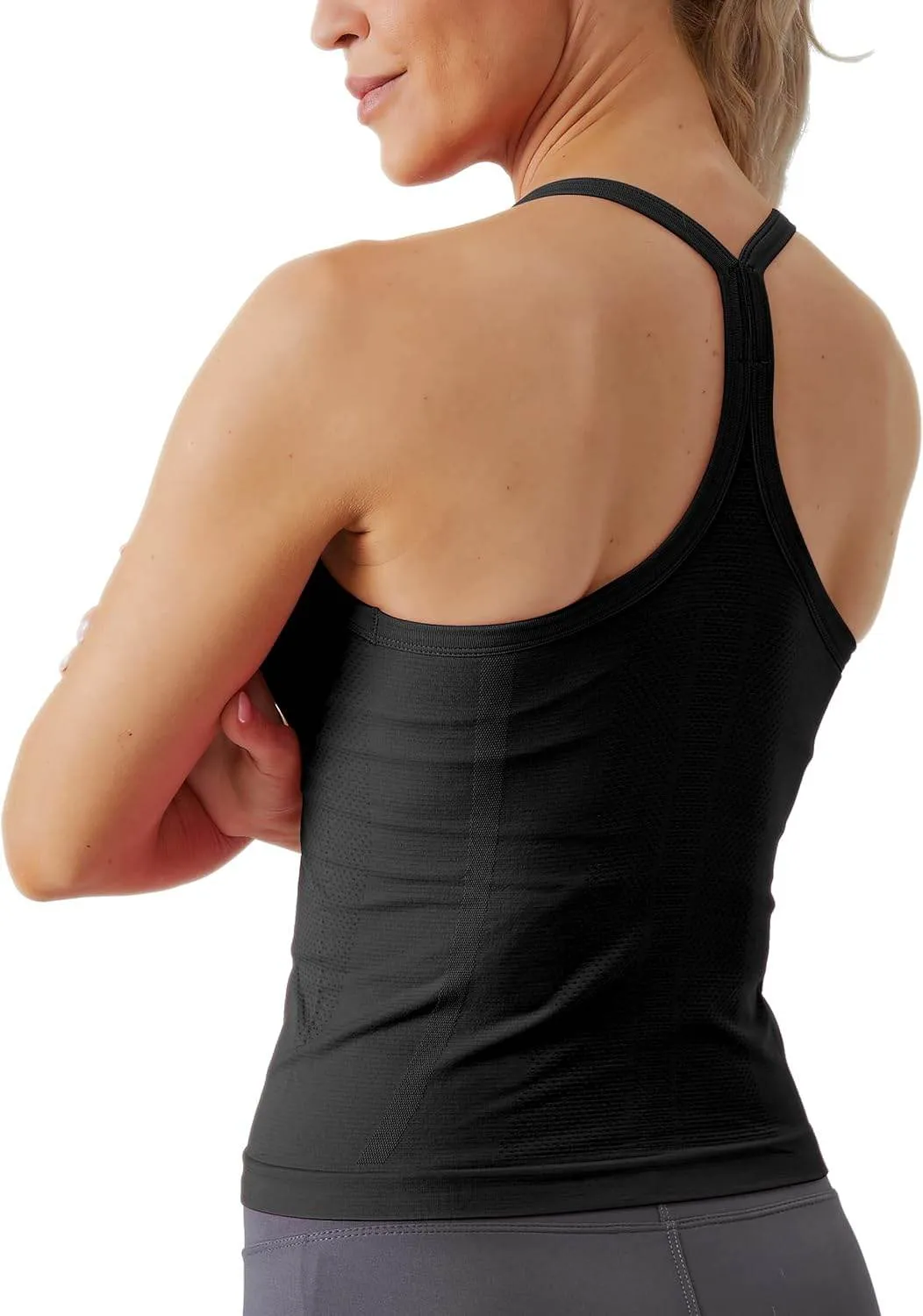 MathCat Workout Tank Tops for Women with Built in Bra, Sleeveless Gym Tops Seamless Racerback Athletic Yoga Shirts