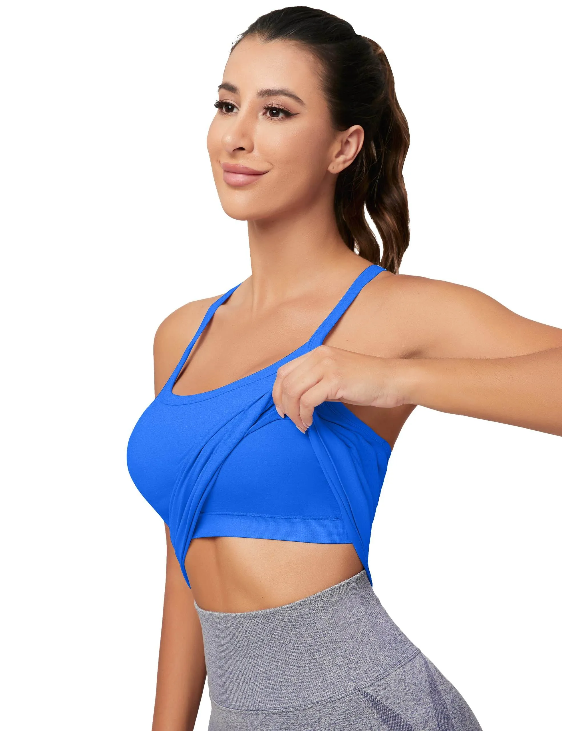 MathCat Workout Tank Tops for Women with Built in Bra, Sleeveless Gym Tops Seamless Racerback Athletic Yoga Shirts