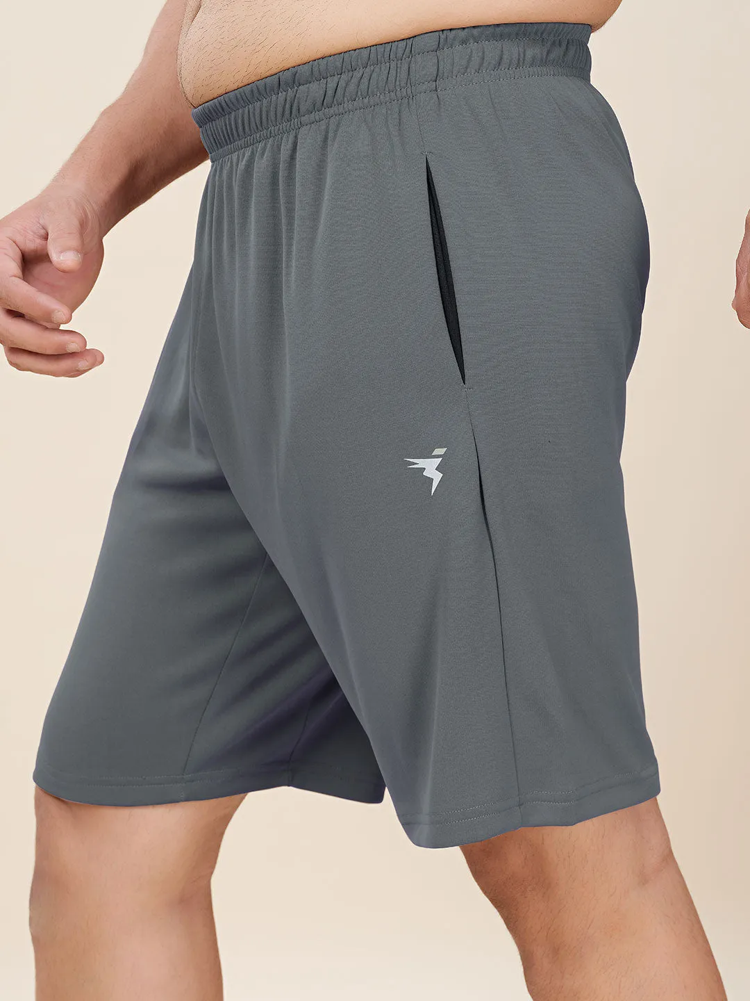 Men Plus Size Solid Slim Fit Active Shorts with TECHNO DRY