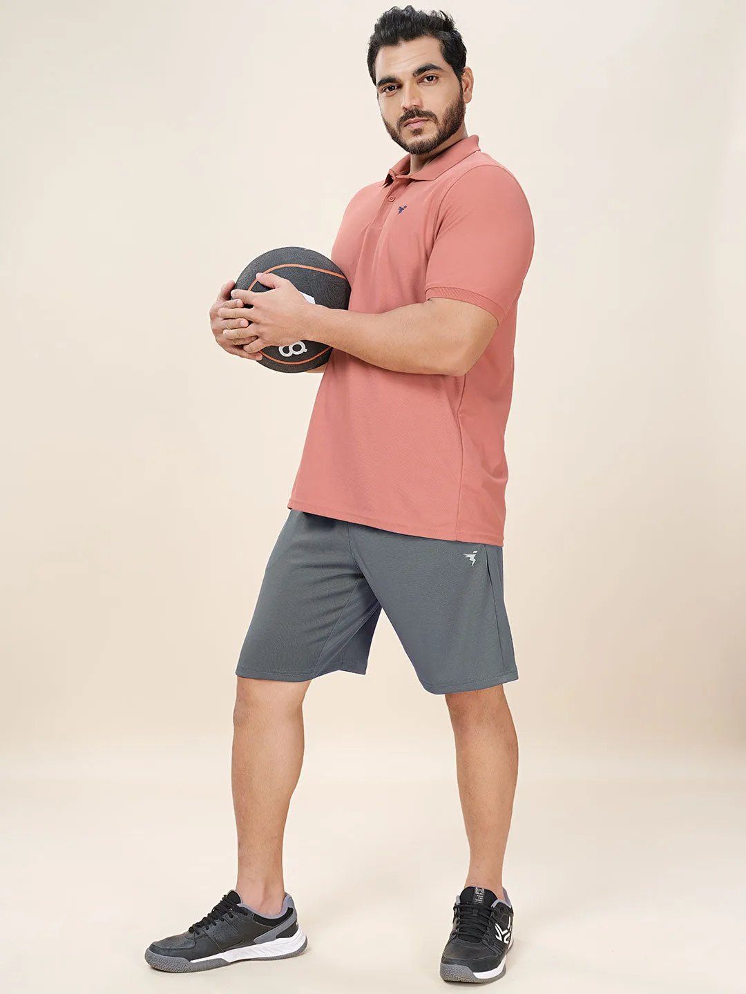 Men Plus Size Solid Slim Fit Active Shorts with TECHNO DRY