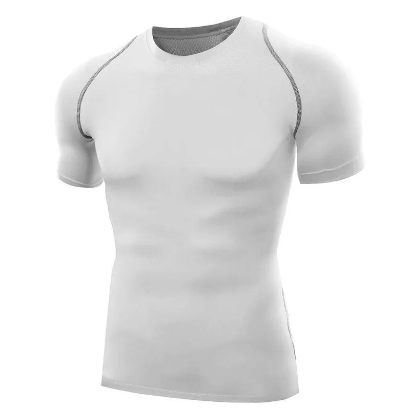 Men T Shirts O-Neck Compression T Shirts Tops Tights Fitness Base Layer Tops Short Sleeve S-XXL