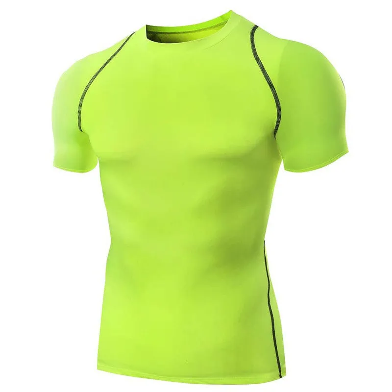 Men T Shirts O-Neck Compression T Shirts Tops Tights Fitness Base Layer Tops Short Sleeve S-XXL