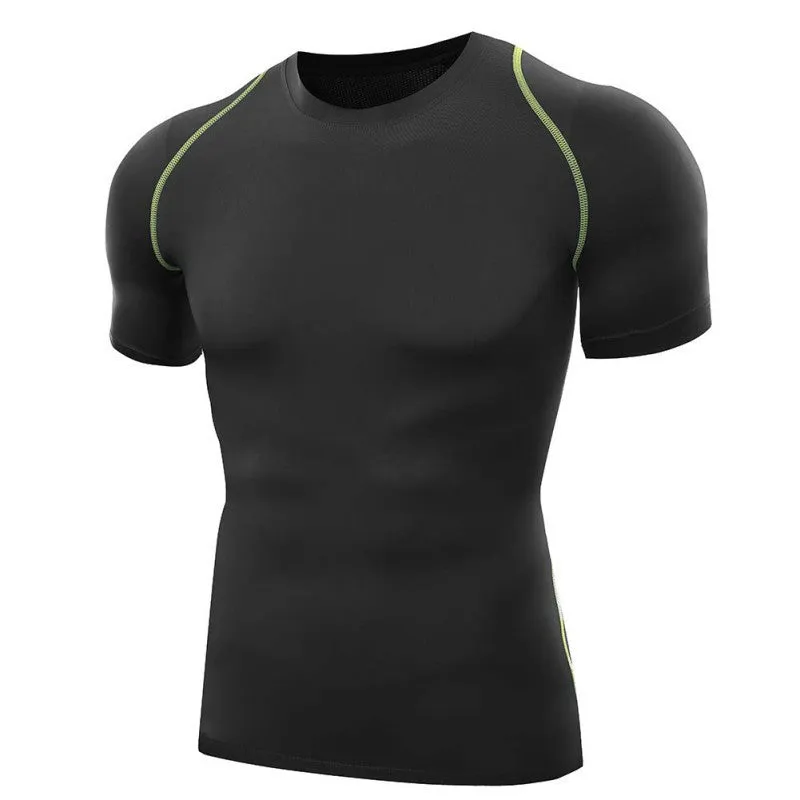 Men T Shirts O-Neck Compression T Shirts Tops Tights Fitness Base Layer Tops Short Sleeve S-XXL