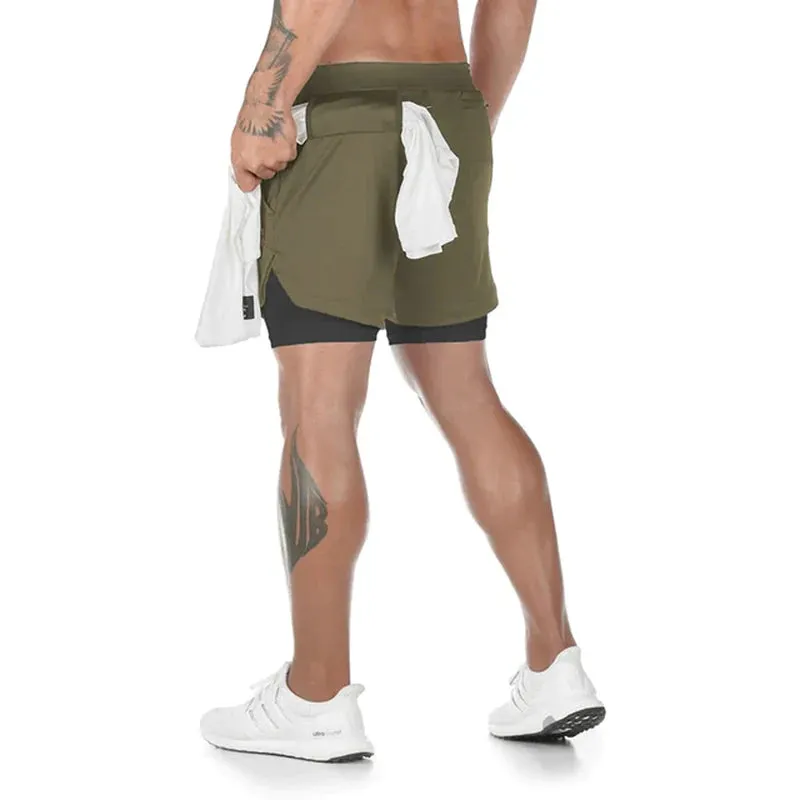 Men's 2-in-1 Running Shorts - Quick-Dry Gym, Workout, and Training Shorts for Jogging & Fitness