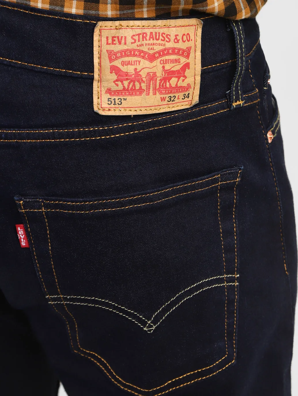 Men's 513 Navy Blue Slim Straight Fit Mid Rise Jeans