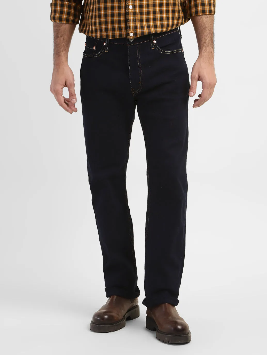 Men's 513 Navy Blue Slim Straight Fit Mid Rise Jeans