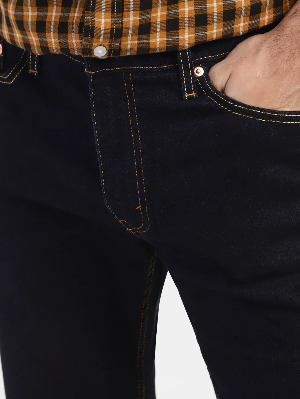 Men's 513 Navy Blue Slim Straight Fit Mid Rise Jeans