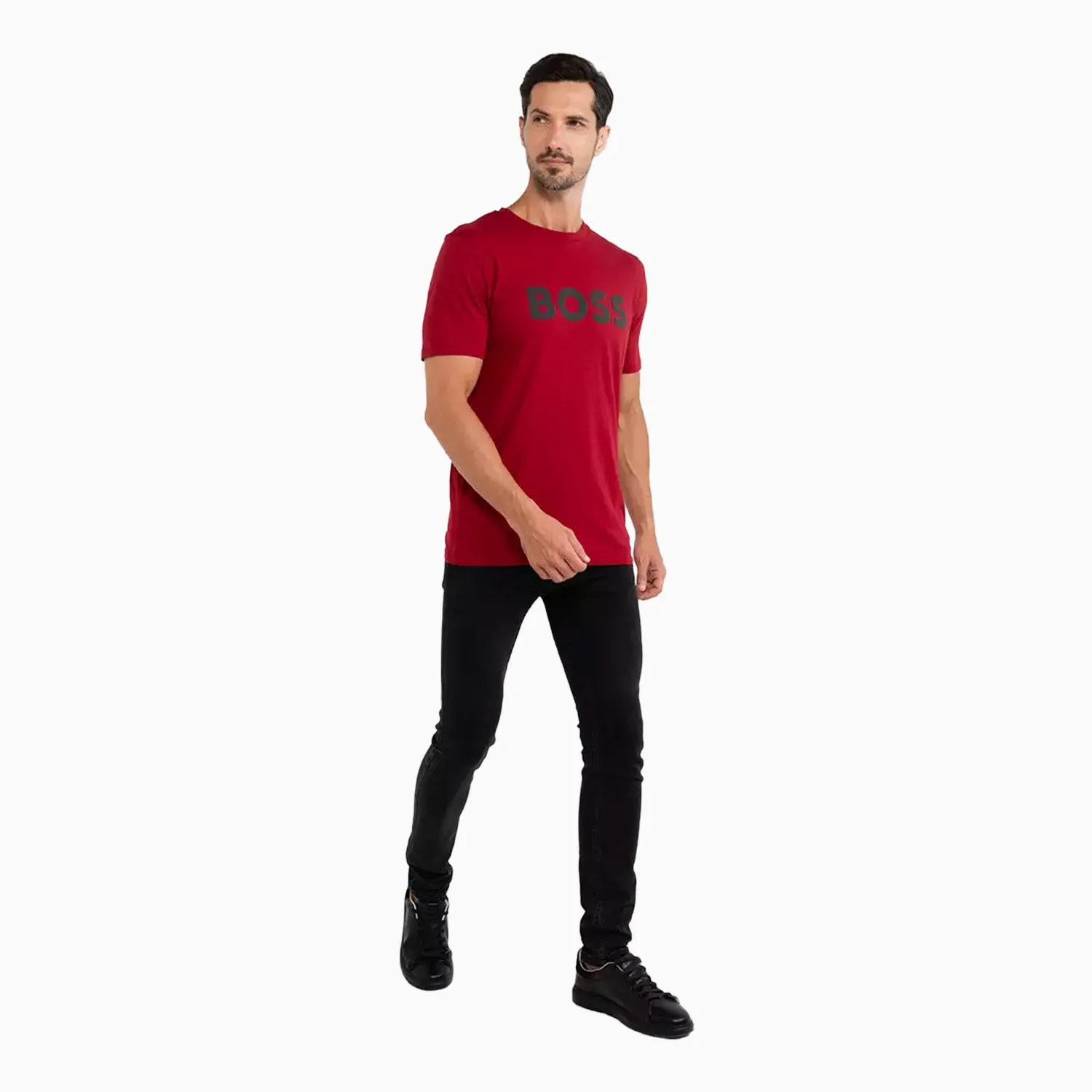 Men's Cotton Jersey T Shirt With Rubber Print Logo